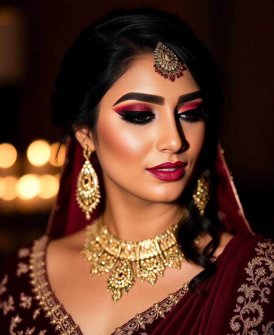 Close up of bridal jewelry and soft makeup